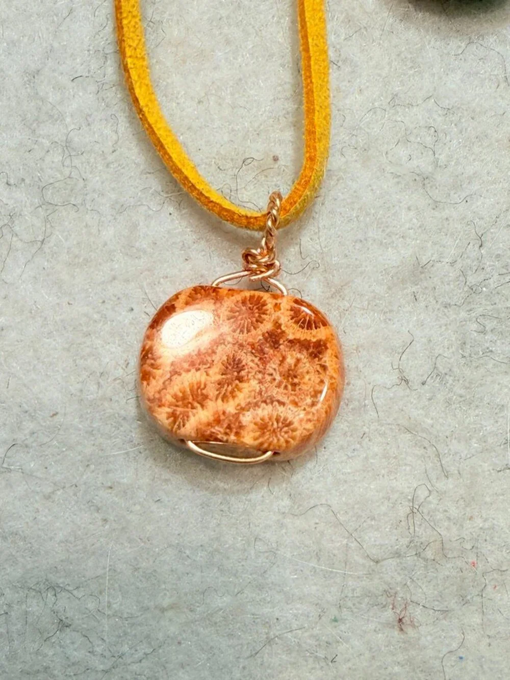 Coral Fossil Lucky Pick Necklace | Natural Stone Pendant